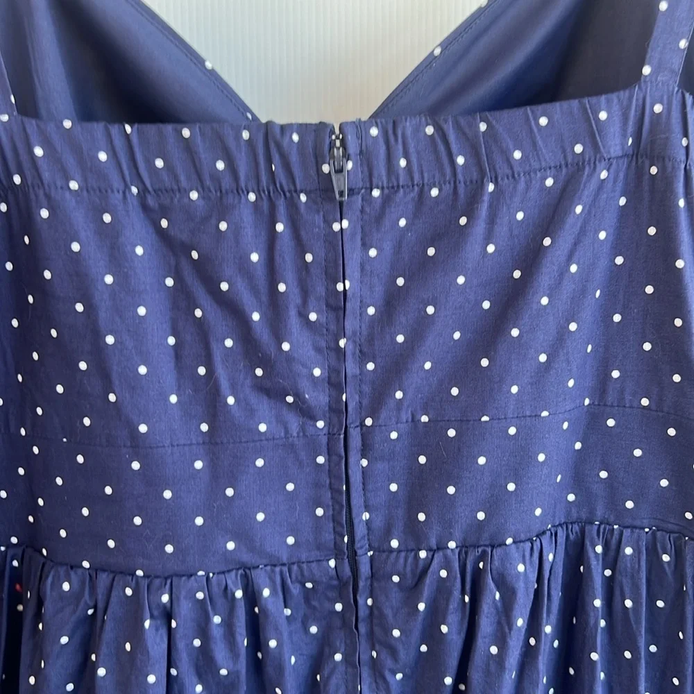 Torrid Polka Dot Dress Size 24 Pinup Rockabilly Sailor Vintage Navy Blue White - Picture 7 of 9